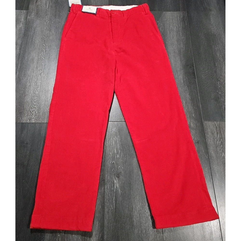 NWT Castaway Nantucket Beachcomber Corduroy Pant Men 33x29 Red Stretch Preppy